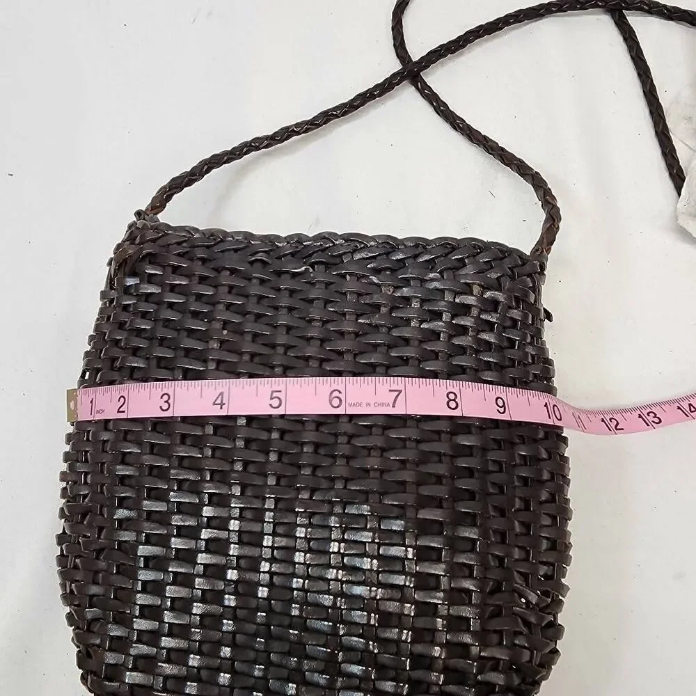 Elllepi Genuine Leather Woven Leather Bucket Crossbody Bag Handmade - Picture 4 of 9